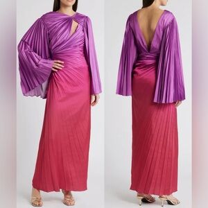Acler Purple and Pink Pleated Midi Dress